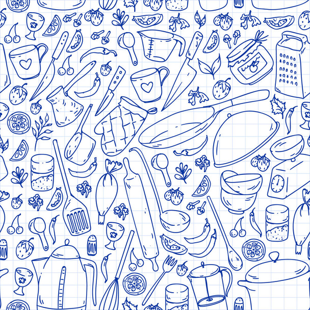 Cooking class, menu. Kitchenware, utencils Food and kitchen icons - ベクター画像