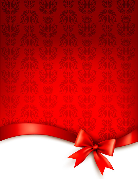 Holiday background with gift glossy bow and ribbon. Vector illus - Vetor, Imagem