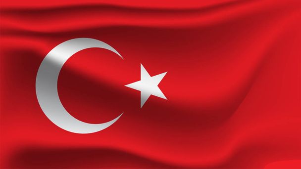 Турецький прапор Туреччини шаблон ізольовані на сірий. Реалістичний Векторні ілюстрації, розмахуючи тканина на вітрі - Вектор, зображення
