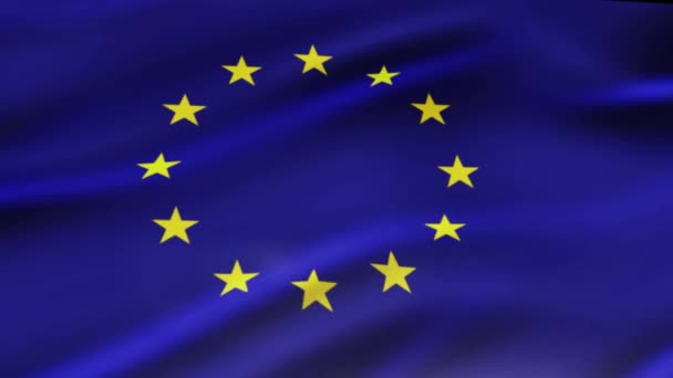 Europäische Gewerkschaftsfahne weht in Wind Videoaufnahmen realistische europäische Gewerkschaftsfahne Hintergrund. Europäische Union Flagge Looping Nahaufnahme - Filmmaterial, Video