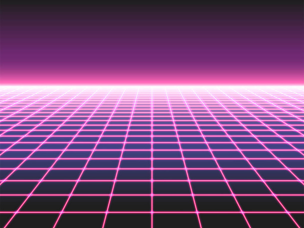 Retro futurystyczny neon siatki tła - Wektor, obraz