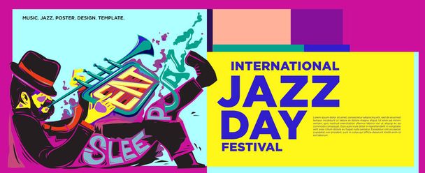 Vector colorido cartel y pancarta del día internacional del jazz
 - Vector, Imagen
