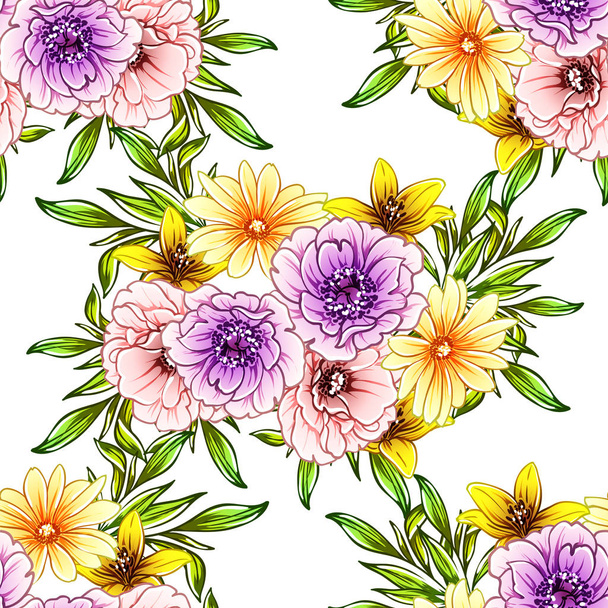 vector illustration of bright flowers pattern background - Wektor, obraz