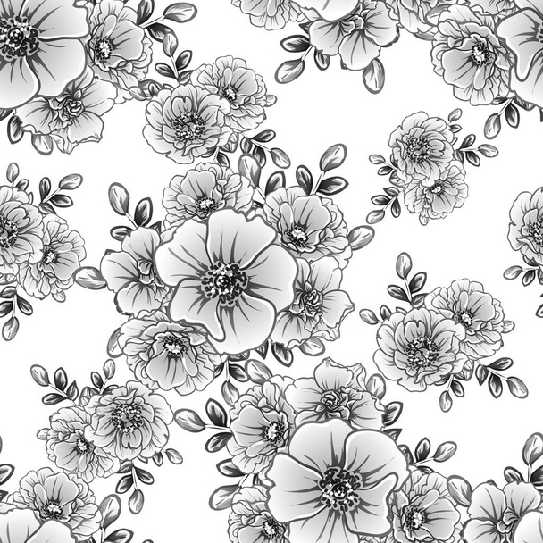 vector illustration of vintage flowers pattern background - Vector, imagen