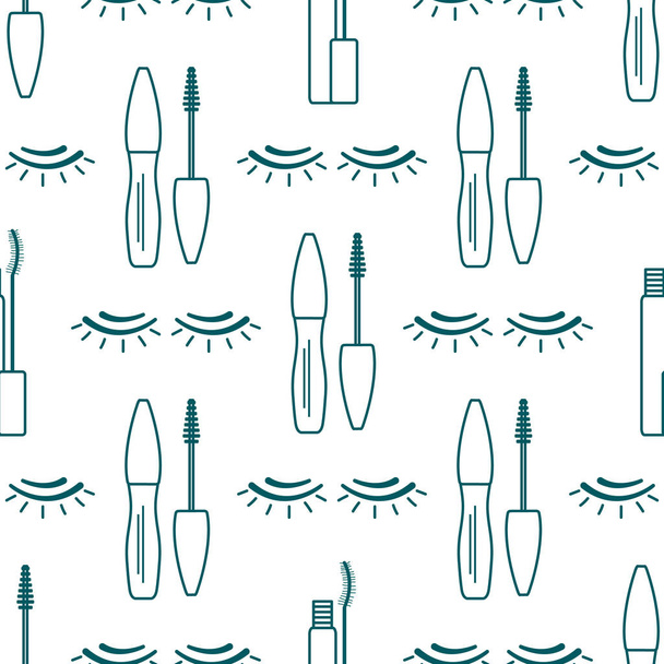 Vector seamless pattern with eyelashes. Makeup - Vetor, Imagem