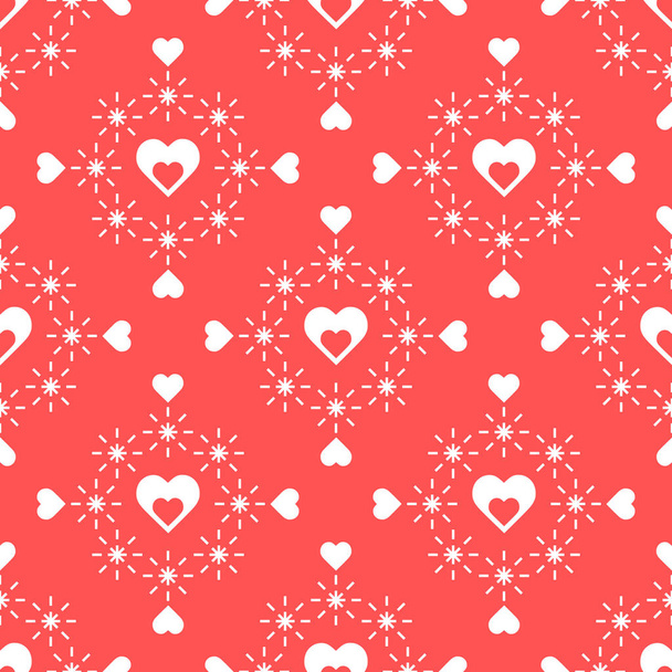 心とのシームレスなパターン。バレンタインの日 - ベクター画像