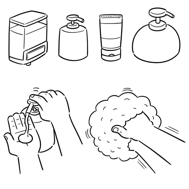 vector set of shampoo and liquid soap bottle - Vektori, kuva
