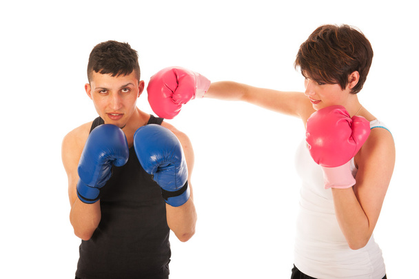 Boxing man and woman - Foto, afbeelding