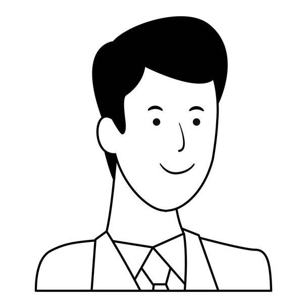 férfi portré avatar fekete-fehér - Vektor, kép