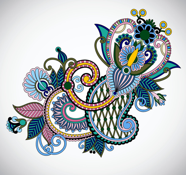 original hand draw line art ornate flower design. - Διάνυσμα, εικόνα