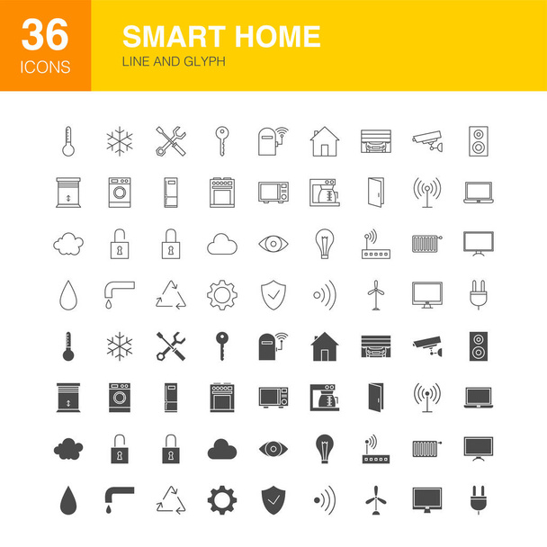 Smart Home Line Web Glyph Icons - Vector, Image