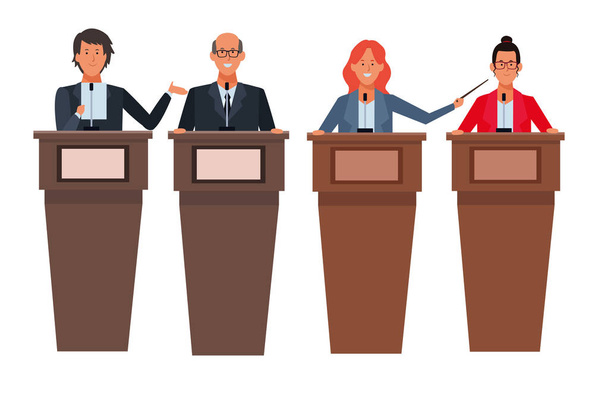 people in podiums - Vector, Image