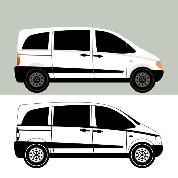 set minivan, vector illustration,flat style,profile  - Vector, Image