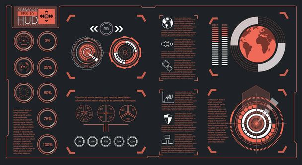 Hud elements,graph.Vector illustration.Head-up display elements for the web. - Vettoriali, immagini