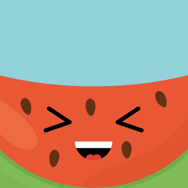 καρπούζι νόστιμα φρούτα kawaii χαρακτήρα - Διάνυσμα, εικόνα