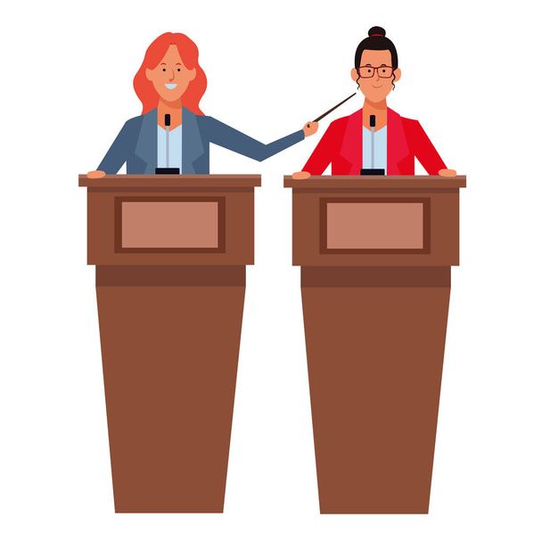 women in a podium - Vector, Image