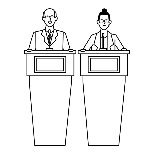 couple in a podium black and white - Vector, Image
