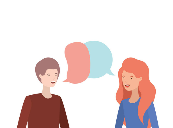 couple with speech bubble avatar character - Vector, Image
