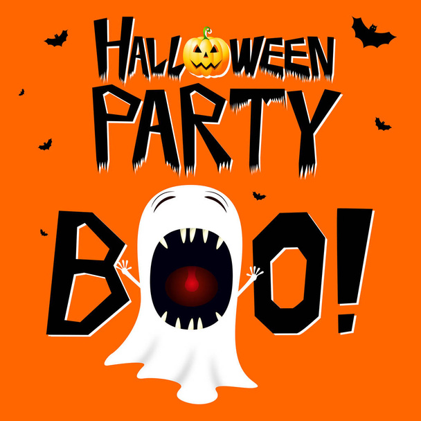 Halloween party poster / banner met een schreeuwen boo spook - Foto, afbeelding