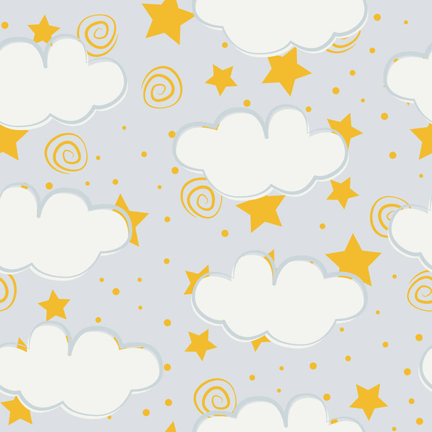 Nubes y estrellas niños diseño de patrón sin costuras
 - Vector, imagen