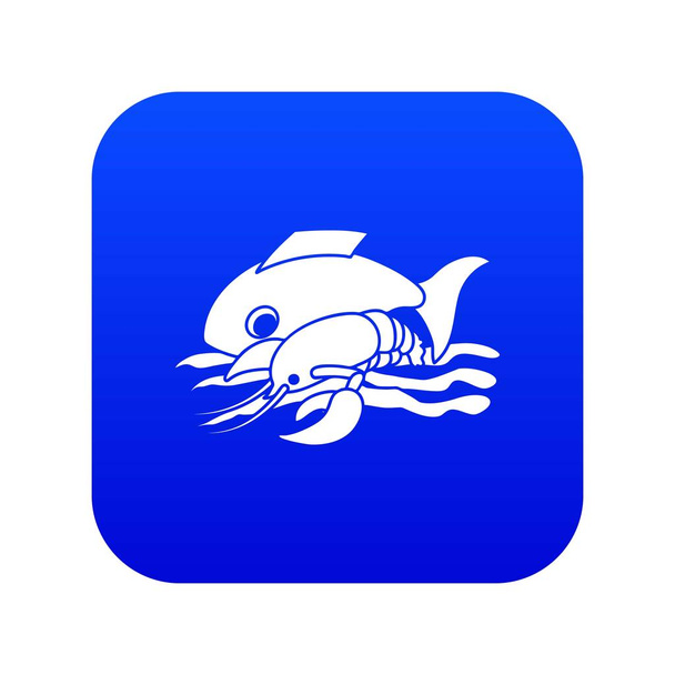 Sea food icon blue vector - Wektor, obraz