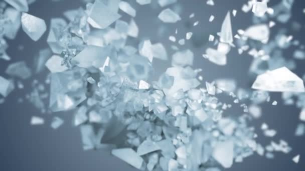 Ice cube explosion in slow motion cg 3d animation with alpha matte - Footage, Video