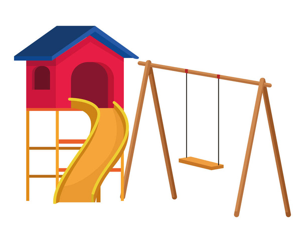 House with swing playground game - Vector, Image