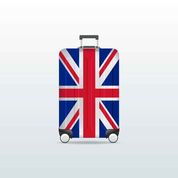 Сумка для багажа с флагом Великобритании. Реалистичный чемодан
. - Вектор,изображение