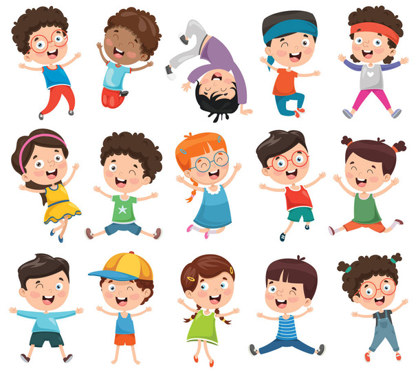 illustrazione vettoriale dei bambini dei cartoni animati - Vettoriali, immagini
