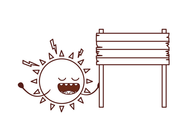 Изолированная икона лучистого солнца Кавайи
 - Вектор,изображение