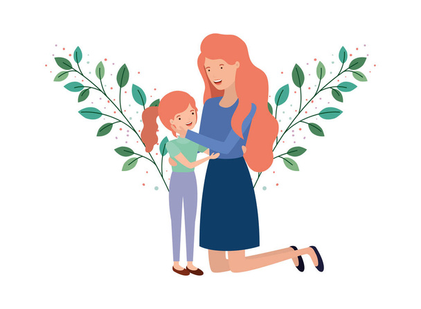 woman with daughter avatar character - Vector, Image