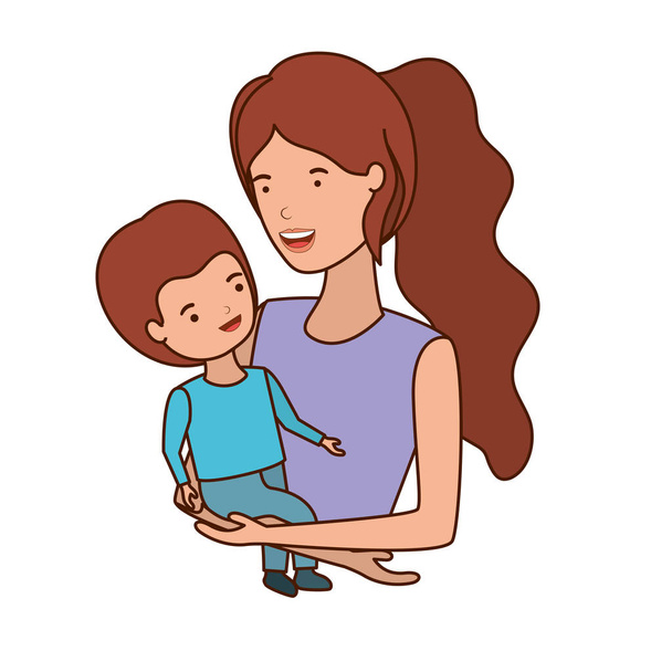 vrouw met baby avatar karakter - Vector, afbeelding