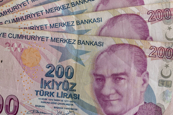 fechar duzentas notas de lira turcas em circulação
 - Foto, Imagem