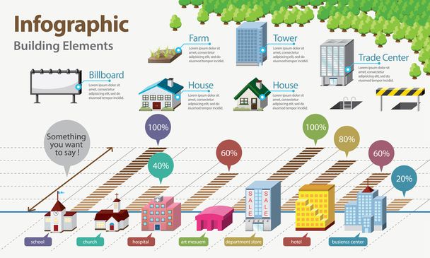 Real Estate Infographic. Building Icon - Διάνυσμα, εικόνα
