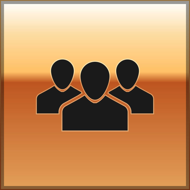 Fekete felhasználók csoport ikonjára elszigetelt arany háttér. Ikon emberek csoportja. Üzleti avatar szimbólum - felhasználói profil ikonra. Vektoros illusztráció - Vektor, kép