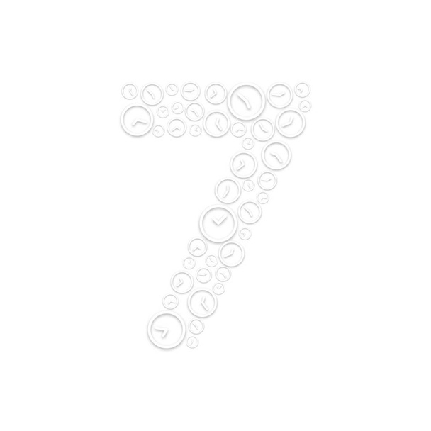 Алфавіту набір лист номер сім або 7, годинник shuffle візерунок, час система концепція дизайну ілюстрація ізольовані на білому тлі, векторні eps 10 - Вектор, зображення