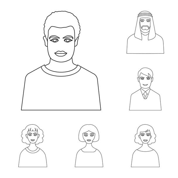 Isolated object of character  and avatar icon. Set of character  and person vector icon for stock. - Vecteur, image