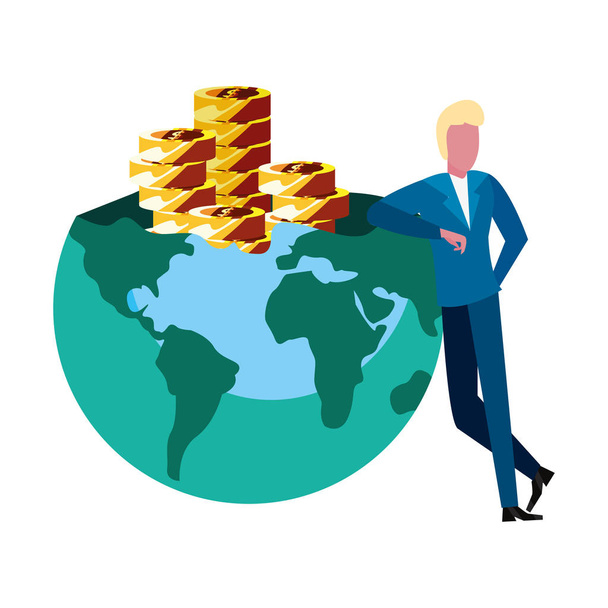 mundo del dinero del hombre de negocios
 - Vector, imagen
