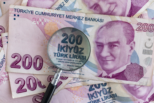 εσωτερικη διακόσια Τουρκική Λίρα τραπεζογραμμάτια σε κυκλοφορία - Φωτογραφία, εικόνα