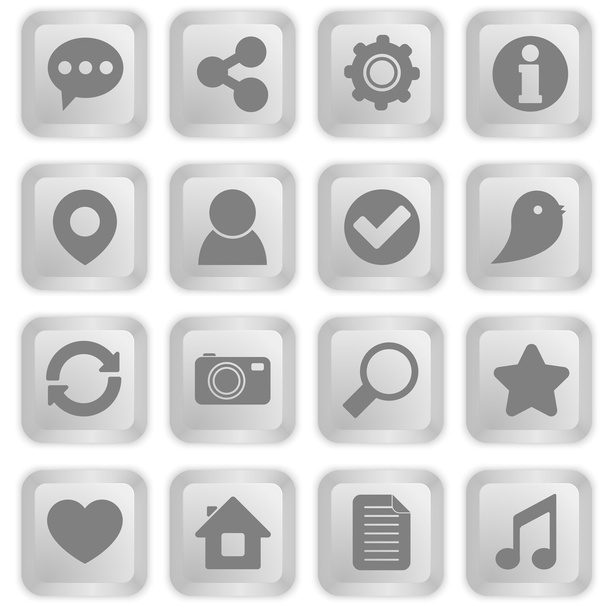 Ícones sociais em botões de teclado branco
 - Vetor, Imagem