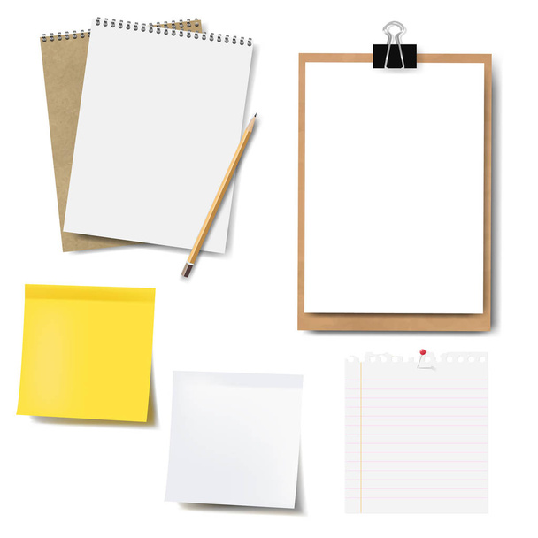 Notebook Juego de burlas y papel aislado con malla de gradiente, ilustración vectorial - Vector, imagen