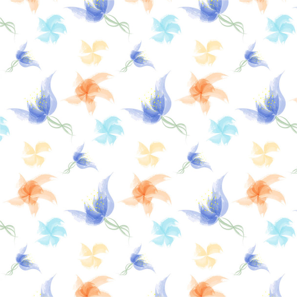 Colorful Watercolor flowers pattern - Illustration. - Fotoğraf, Görsel