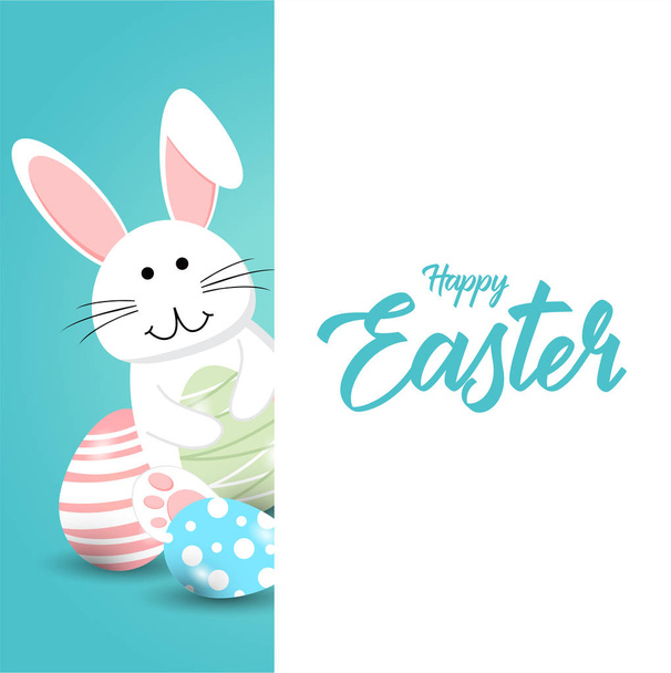 Happy easter rabbit white cute bunny - Vector, Image