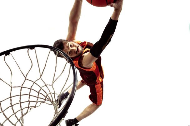 Full length portrait of a basketball player with ball - Foto, imagen