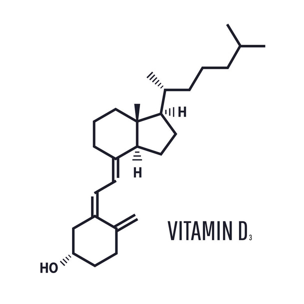 Vitamine d-formule is het waarborgen van de absorptie van calcium en fosfor uit eten - Vector, afbeelding