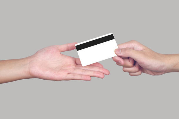 Credit card or debit card in hand,E money concept. - Fotografie, Obrázek