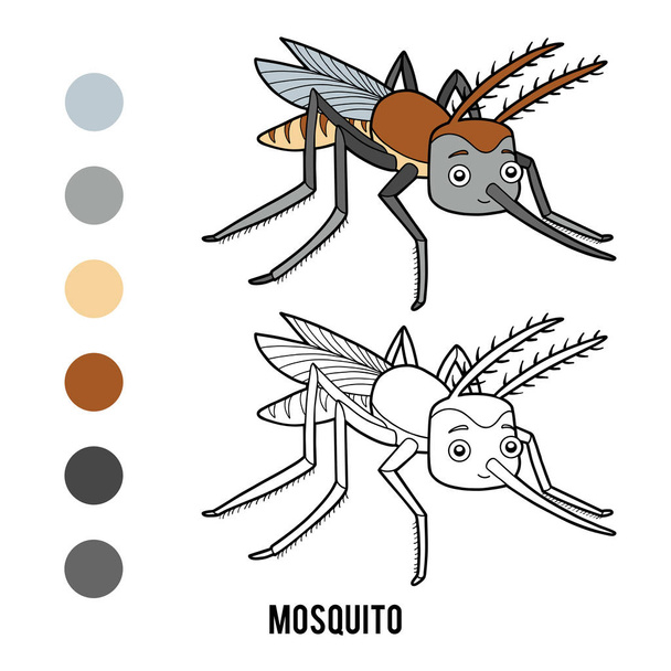 Coloring book, Mosquito - Vector, Image