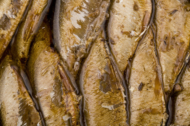 sprats in a can as background - Photo, Image
