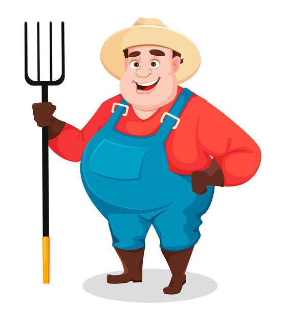 Fat farmer, agronomist. Funny gardener - Vektor, kép