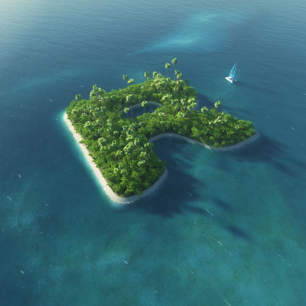 Inselalphabet. Paradies tropische Insel in Form von Buchstabe r - Foto, Bild